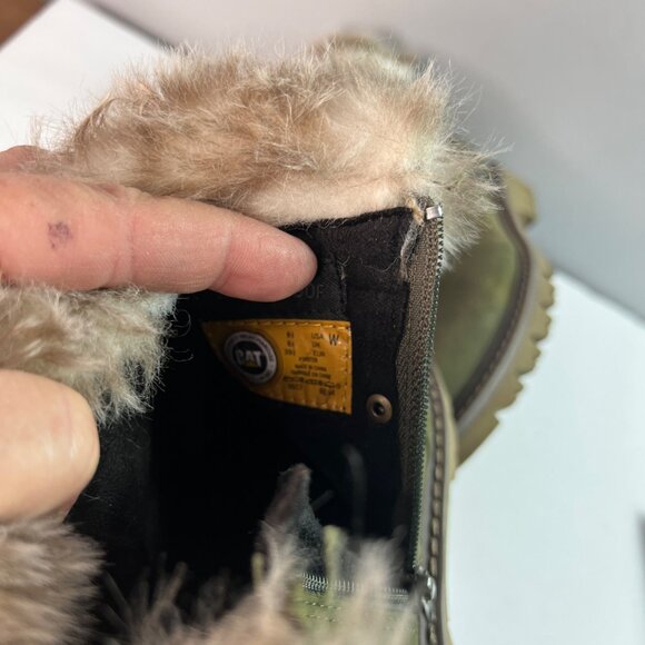 Caterpillar Women's Flurry Fur Waterproof Ankle Snow Bootie 8.5 Green - Picture 7 of 9